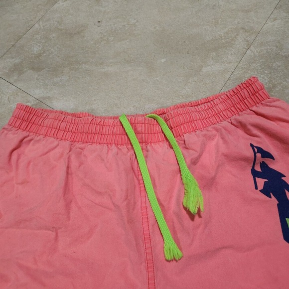 VTG 80s Gotcha Mens 32 Neon Pink Shorts Retro Baggy Graphic Drawstring Spellout - Picture 4 of 13